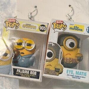 Funko Bitty Pop! Minions Pajama Bob and Eye, Matie (mystery) Earrings Upcycled